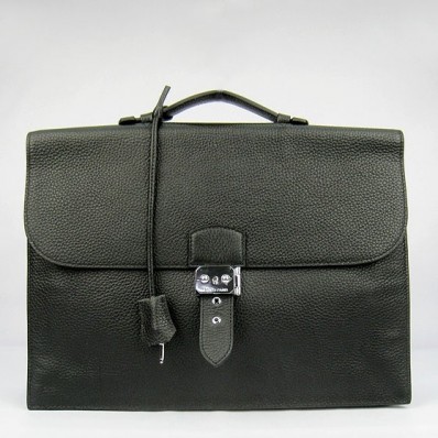 Best Quality Fake Hermes Black Sac A Depeches 38cm Briefcase Bag QY01217