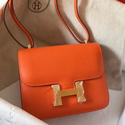 Best Quality Imitation Hermes Mini Constance 18cm Orange Epsom Bag QY01108