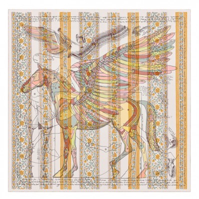 Copy Hermes Jaune Le Pegase d'Hermes au Bloc Shawl QY01453