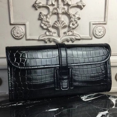 Copy Hermes Jige Elan 29 Clutch In Black Crocodile Leather QY01119