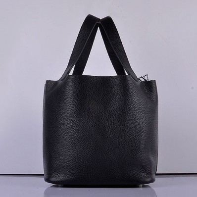 Fake Hermes Picotin Lock Bag In Black Leather QY01763