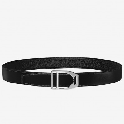 Fashion Imitation Hermes Etrier Buckle Belt &amp; Black Clemence 32 MM Strap QY00595