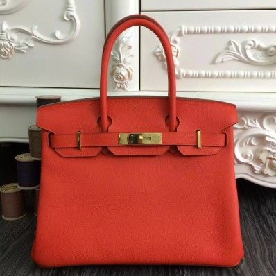 Hermes Birkin 30cm 35cm Bag In Orange Clemence Leather QY00535