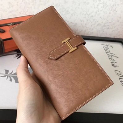 Hermes Brown Epsom Bearn Gusset Wallet QY00482