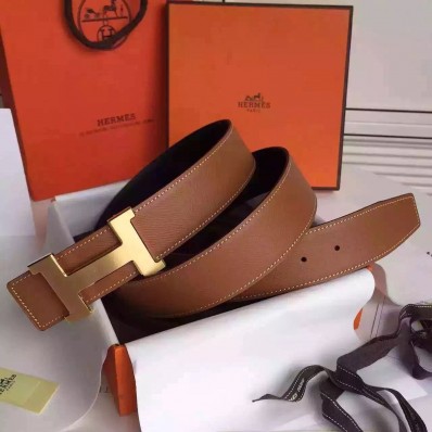 Hermes Brown Epsom Kits Belt Constance Buckle QY01669