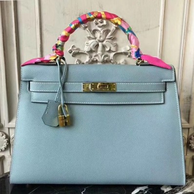 Hermes Light Blue Epsom Kelly 32cm Sellier Bag QY00085