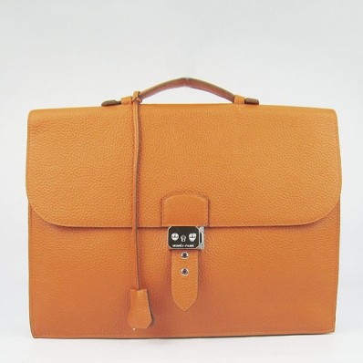 Hermes Orange Sac A Depeches 38cm Briefcase Bag QY00434