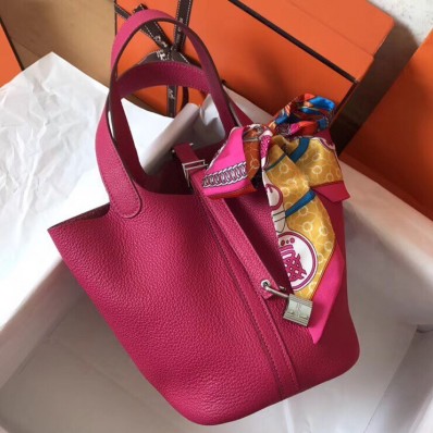 Hermes Peach Picotin Lock MM 22cm Handmade Bag QY02389