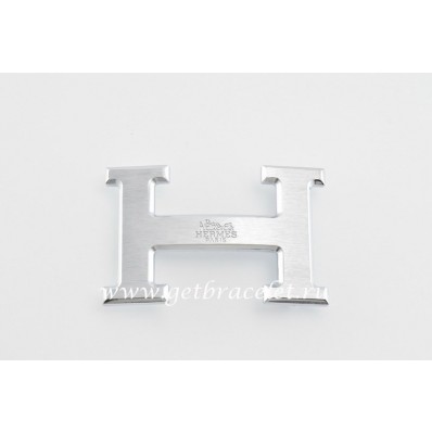 Hermes Reversible Belt 18K Silver Brushed With Logo Buckle QY00919