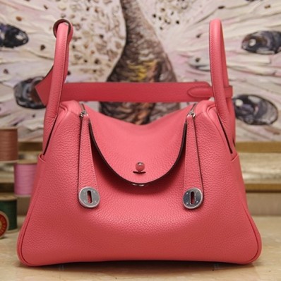 Hermes Rose Lipstick Clemence Lindy 30cm Bag QY00594