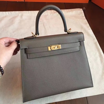 High Quality Hermes Etoupe Epsom Kelly 25cm Sellier Handmade Bag QY01942