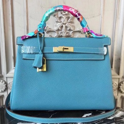 Imitation Hermes Blue Jean Clemence Kelly 28cm Bag QY00075