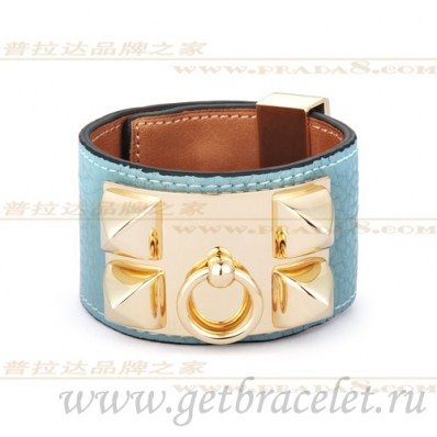Imitation Hermes Collier de Chien Bracelet Blue With Gold QY01191