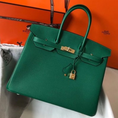 Knockoff Hermes Malachite Clemence Birkin 35cm Handbag QY02011