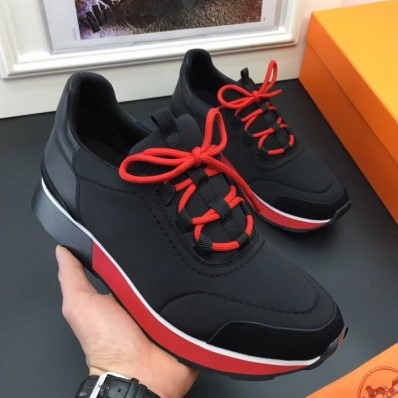 Knockoff Hermes Men Black Miles Sneakers QY00795