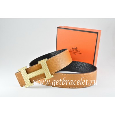 Knockoff Hermes Reversible Belt Light Coffe/Black Togo Calfskin With 18k Silver Wave Stripe H Buckle QY02217