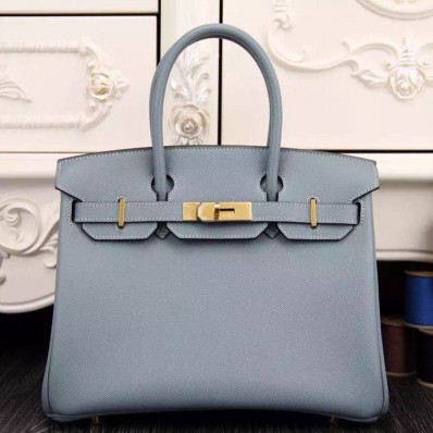 Knockoff Top Hermes Birkin 30cm 35cm Bag In Blue Lin Epsom Leather QY01903