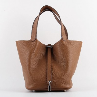 New Hermes Picotin Lock Bag In Brown Leather QY00388