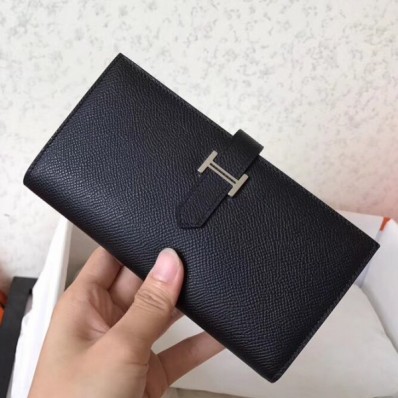 Replica Hermes Black Epsom Bearn Gusset Wallet QY01570