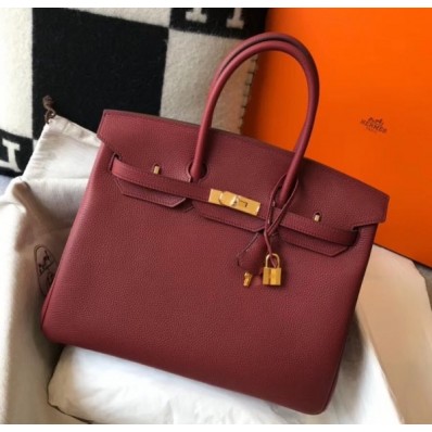 Replica Hermes Bordeaux Clemence Birkin 35cm Handbag QY00297