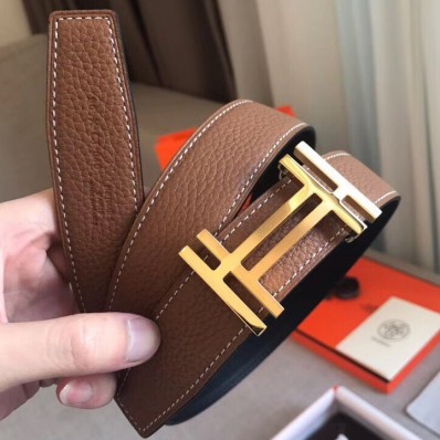 Replica Hermes H Au Carre Belt Buckle &amp; Brown 32mm Strap QY01973