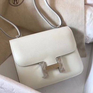 Replica Hermes Mini Constance 18cm White Epsom Bag QY01640