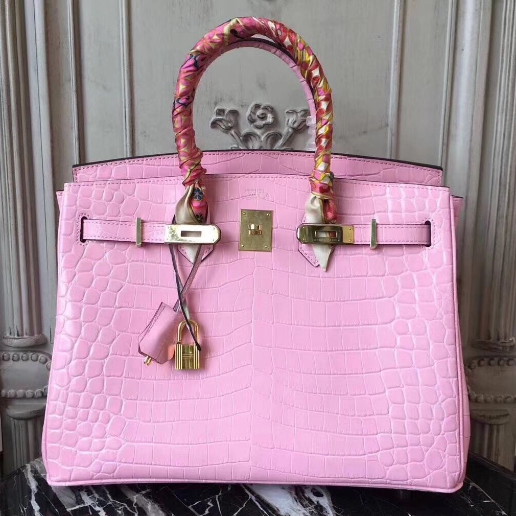 AAAAA Replica Hermes Birkin 30cm 35cm Bag In Pink Crocodile Leather aaaaa-replica-hermes-birkin-30cm-35cm-bag-in-pink-crocodile-leather