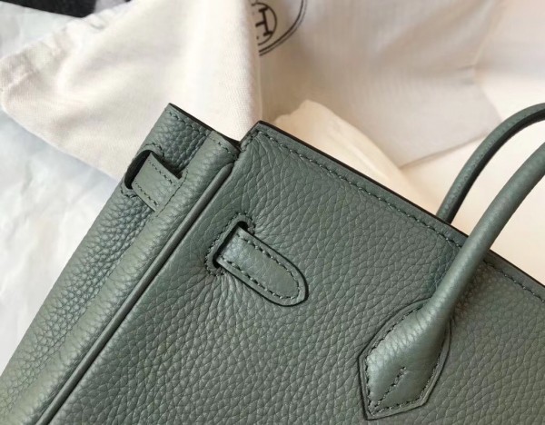 Replica Hermes Birkin 25cm Bag In Vert Amande Clemence Leather GHW