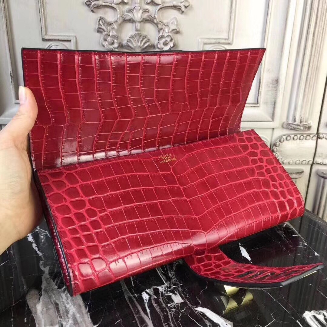 Best Quality Replica Hermes Medor Clutch Bag In Red Crocodile