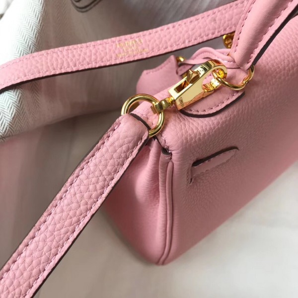 Kelly mini leather handbag Hermès Pink in Leather - 37177994