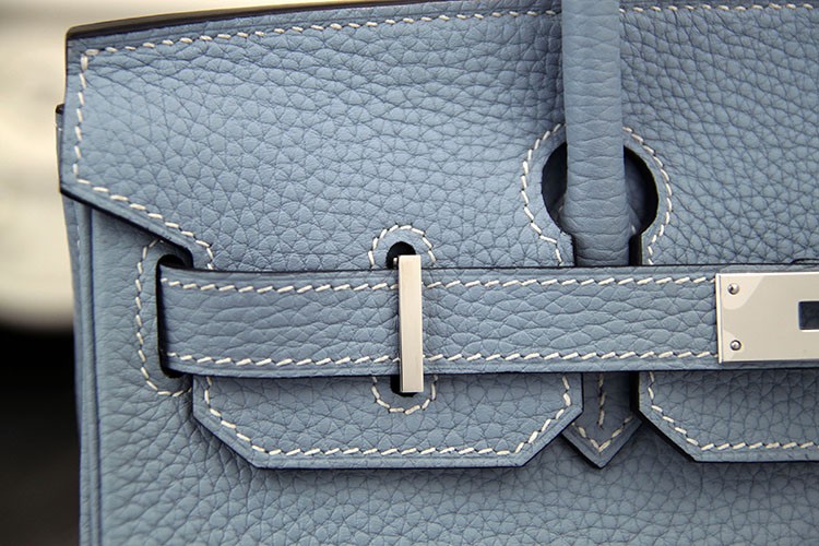 Hermes Birkin 25 Bag j7 Blue Lin Clemence