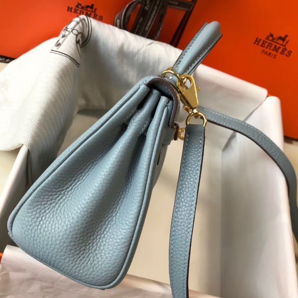 Replica Hermes Vert Amande Clemence Kelly 32cm Retourne Handbag QY01468