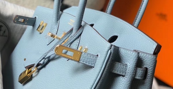 Hermes Birkin 25 Bag j7 Blue Lin Clemence