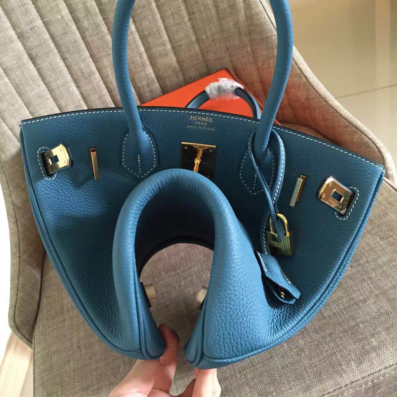 Hermès Clemence Birkin 30 Blue Leather Pony-style calfskin ref.989173 -  Joli Closet