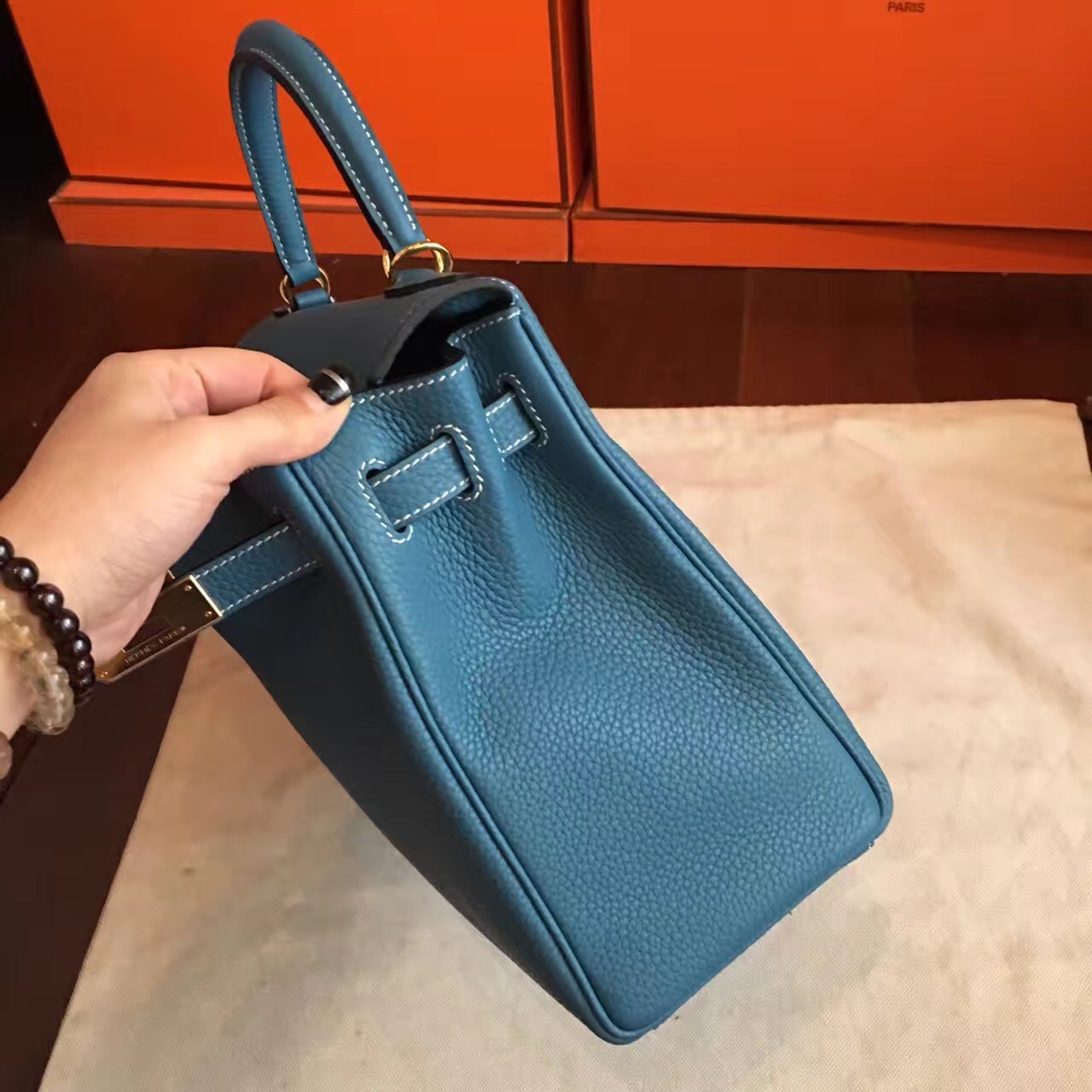 Hermès Bleu Jean Clemence Retourne Kelly 35 PHW, myGemma, NZ