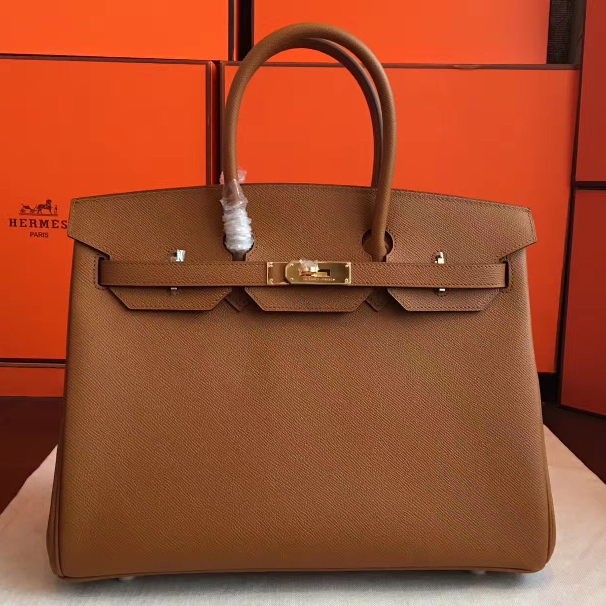 Hermes Brown Epsom Birkin 25cm Handmade Bag