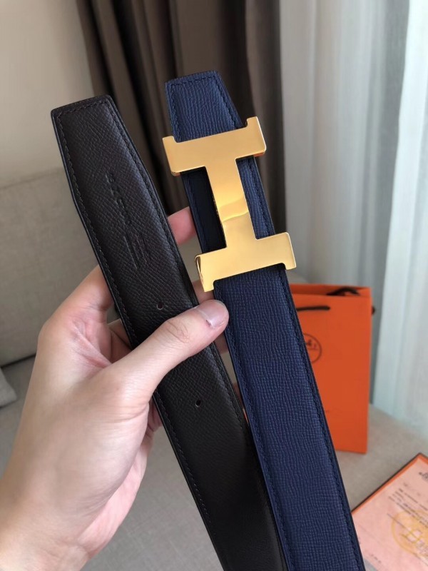 Shop HERMES Constance belt buckle & Reversible leather strap 38 mm
