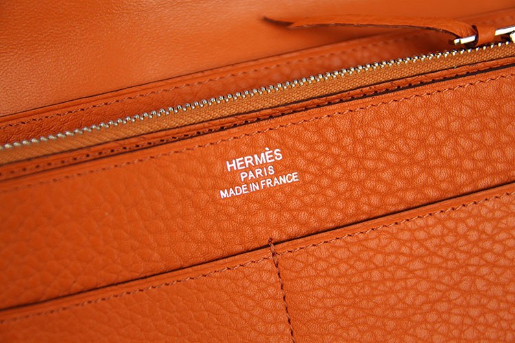 Hermes Dogon Combine Wallet In Orange Leather QY02023 Hermes Wallets