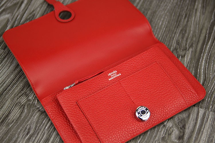 Hermes Dogon Duo Combined Wallet Leather Red 2225122
