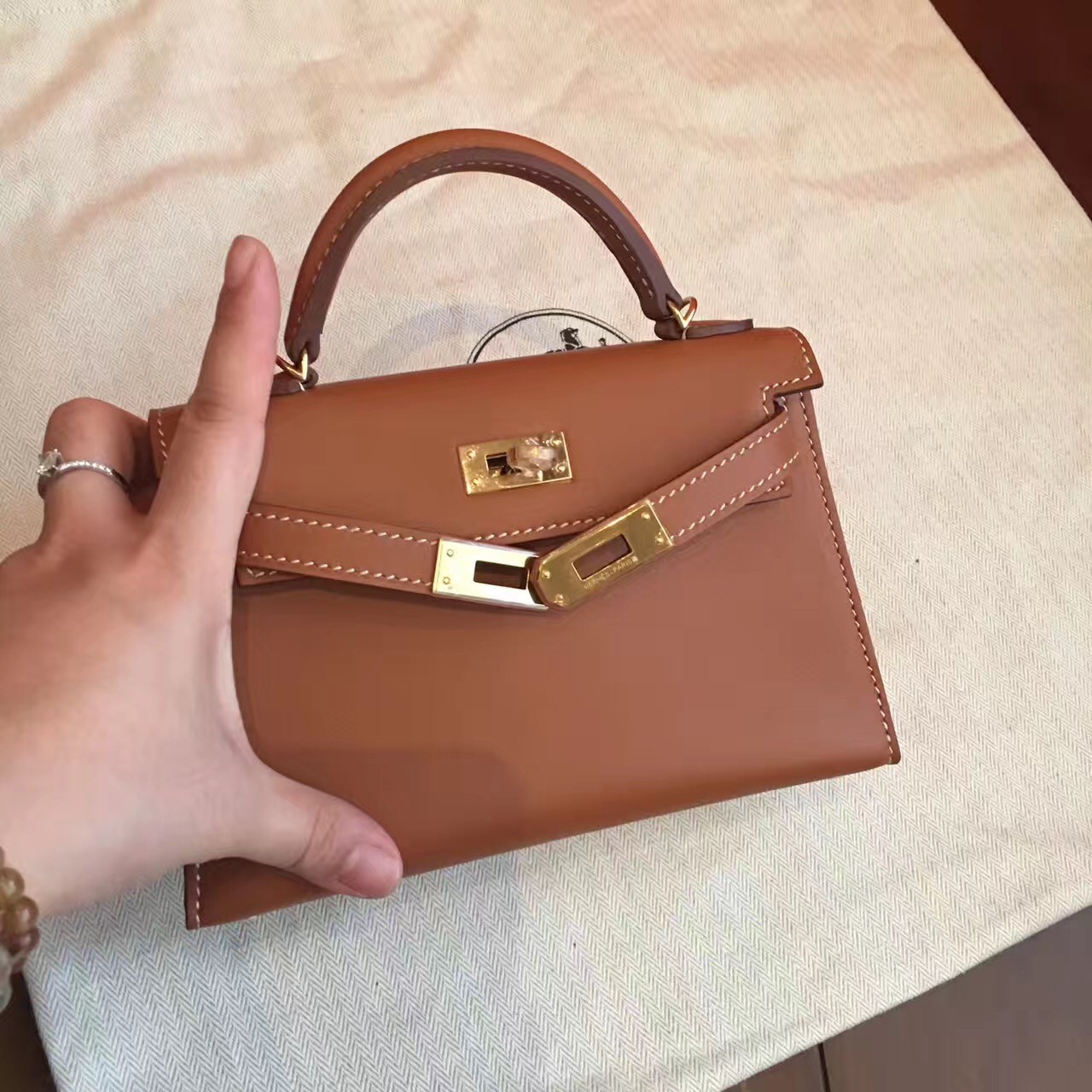 Hermes Gold Swift Kelly Mini II 20cm Handmade Bag