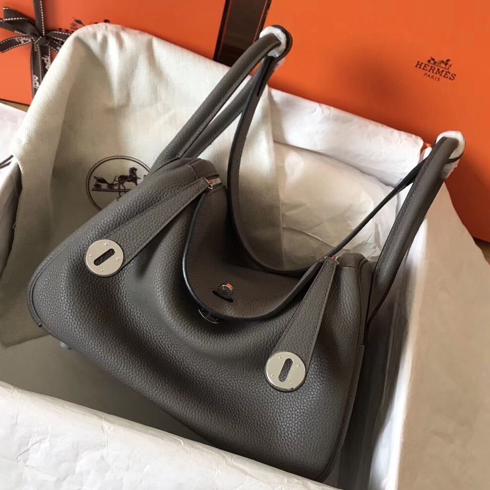 Replica Hermes Lindy 30cm Bag In Gris Tourterelle Clemence Leather GHW