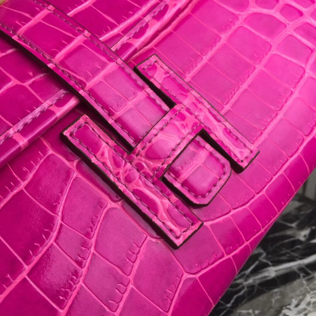 Replica Hermes Jige Elan 29 Clutch In Pink Crocodile Leather