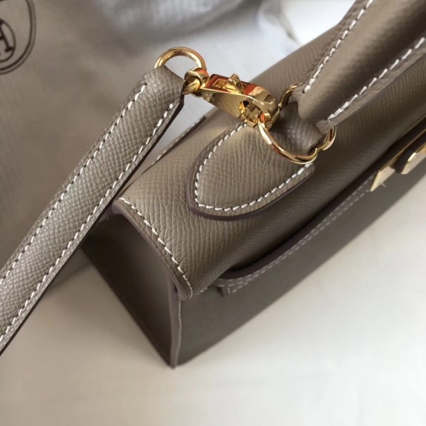 Hermes Kelly Sellier Bag 28cm Etoupe Taupe Epsom Gold Hardware
