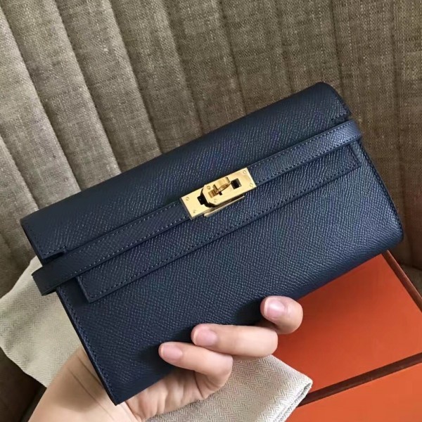 Hermès Blue Paradise Epsom Leather Kelly Wallet GHW – myGemma, DE