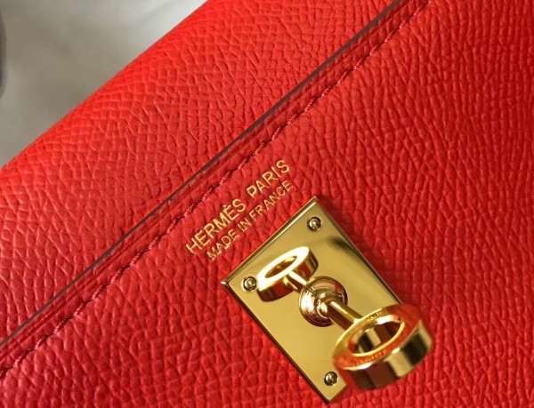 Hermes Kelly Mini II Handbag In Rouge Casaque Epsom Leather