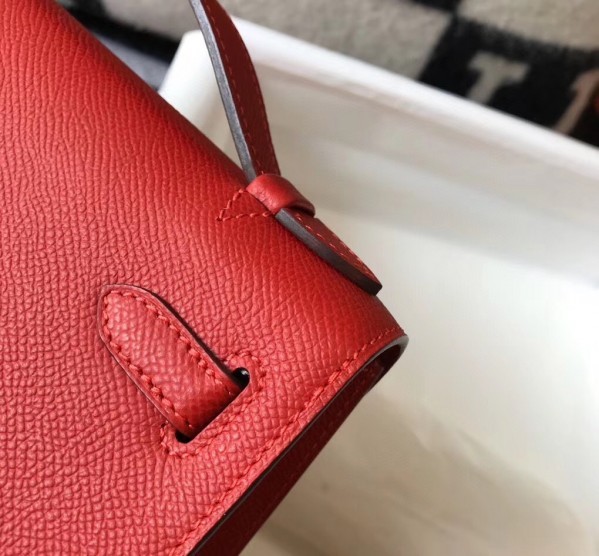 Replica Hermes Kelly Pochette Bag In Red Epsom Leather