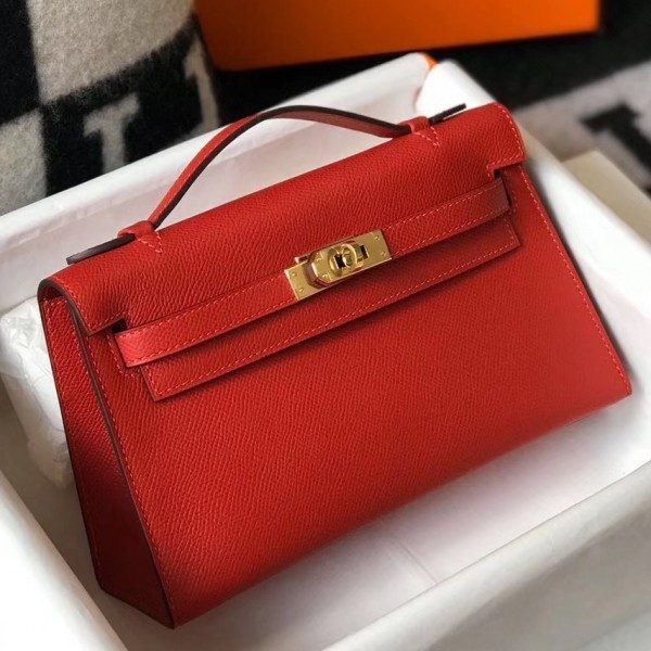 Kelly Hermès Clutch bags Red Leather ref.62823 - Joli Closet