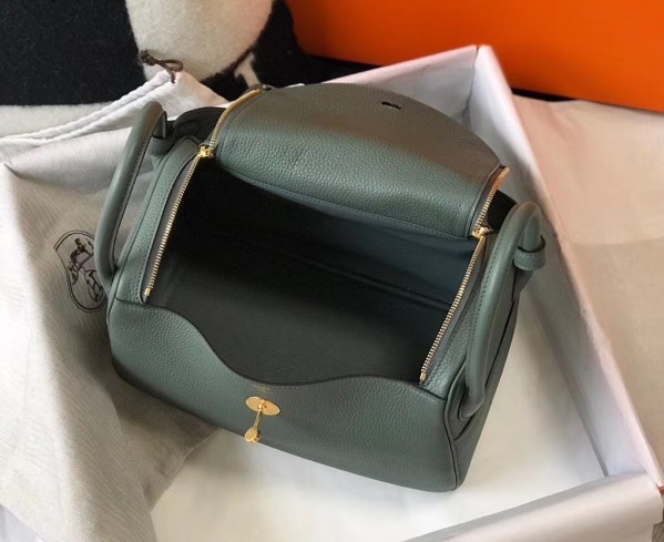 Hermes Mini Lindy Bag In Vert Amande Clemence Leather 