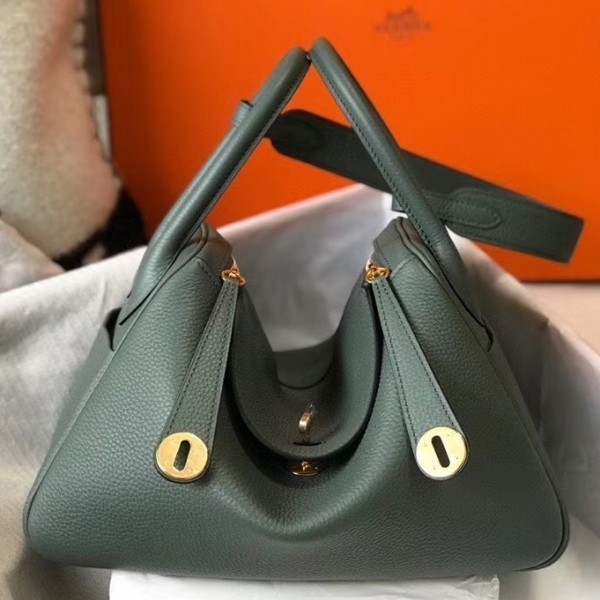 Hermes Mini Lindy , Vert Amande Togo with gold hardware, authentic