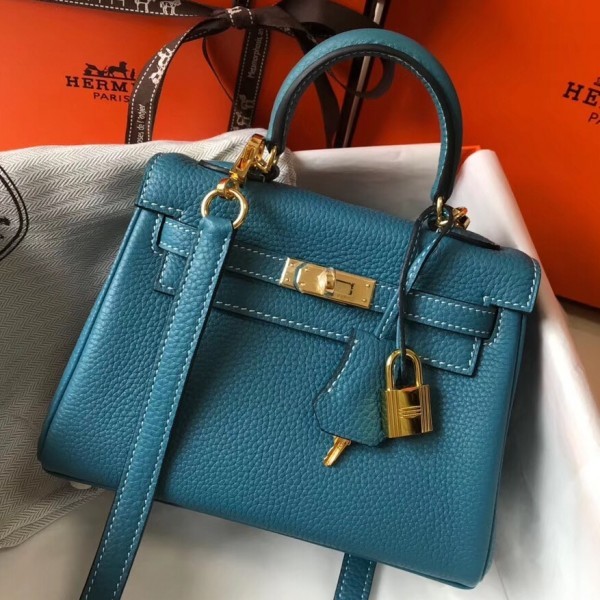 Replica Hermes Birkin 25cm Bag In Blue Jean Clemence Leather GHW